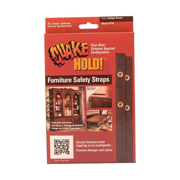 Quake Hold Quake Hold Ready America Nylon Self Adhesive Furniture Strap Brown Assorted 1 in. W X 15 in. L 1 pk 4162 - main